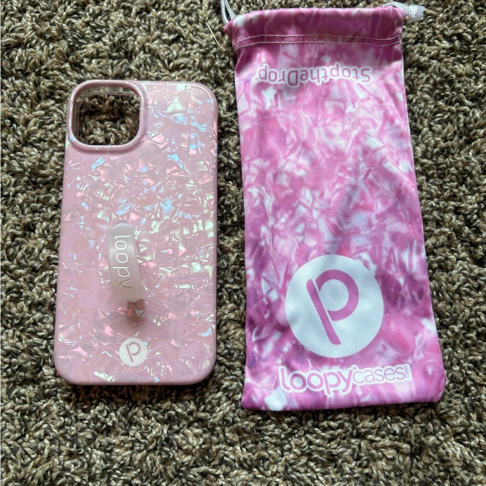 Loopy Case Iridescent Pink Phone Case for iPhone 13/14, 6.1 screen size